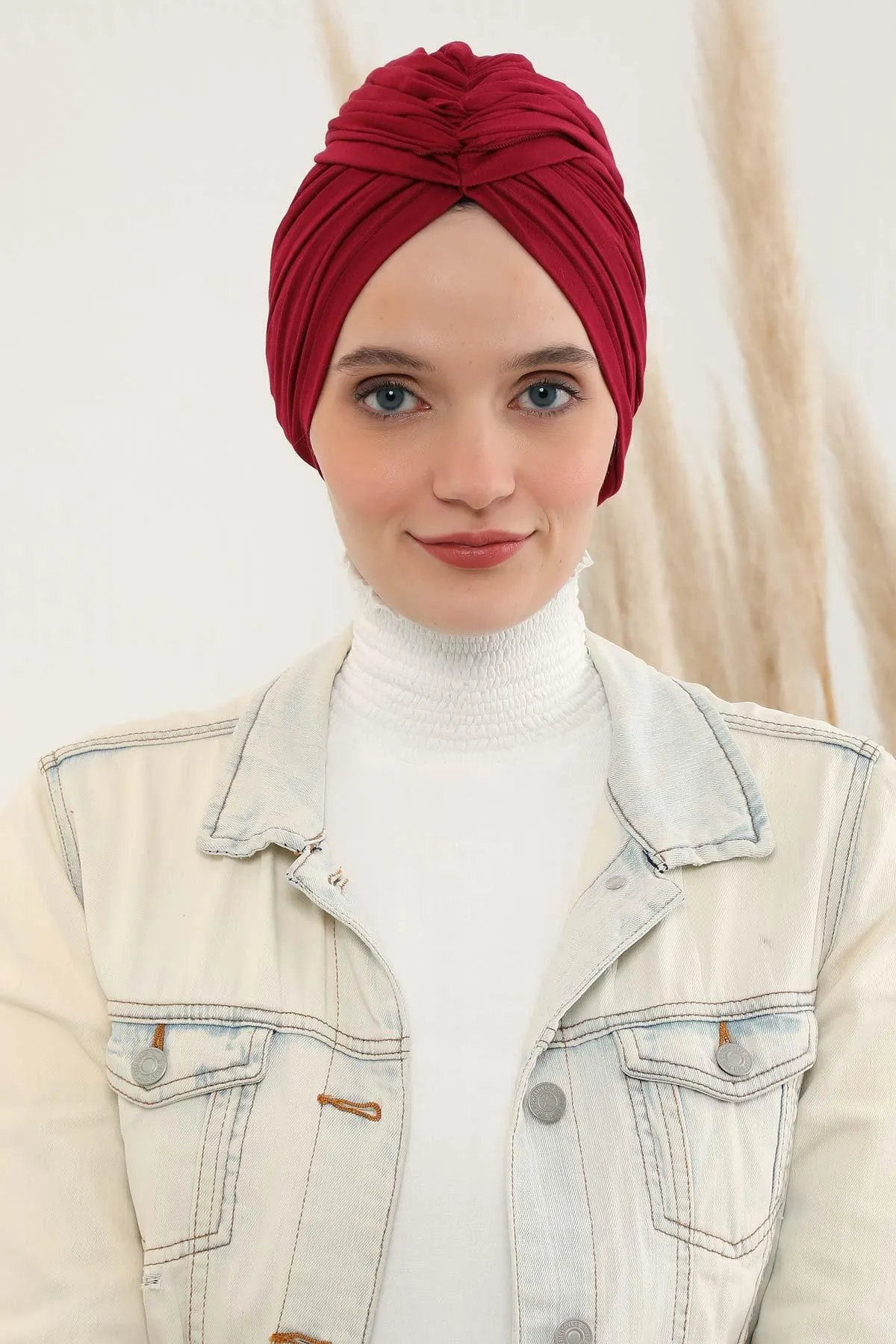 Smocked Shirred Instant Turban for Women, Cotton Lightweight Head Wrap with a Beautiful Design, Stylish Chemo Headwear Turban for Women,B-1