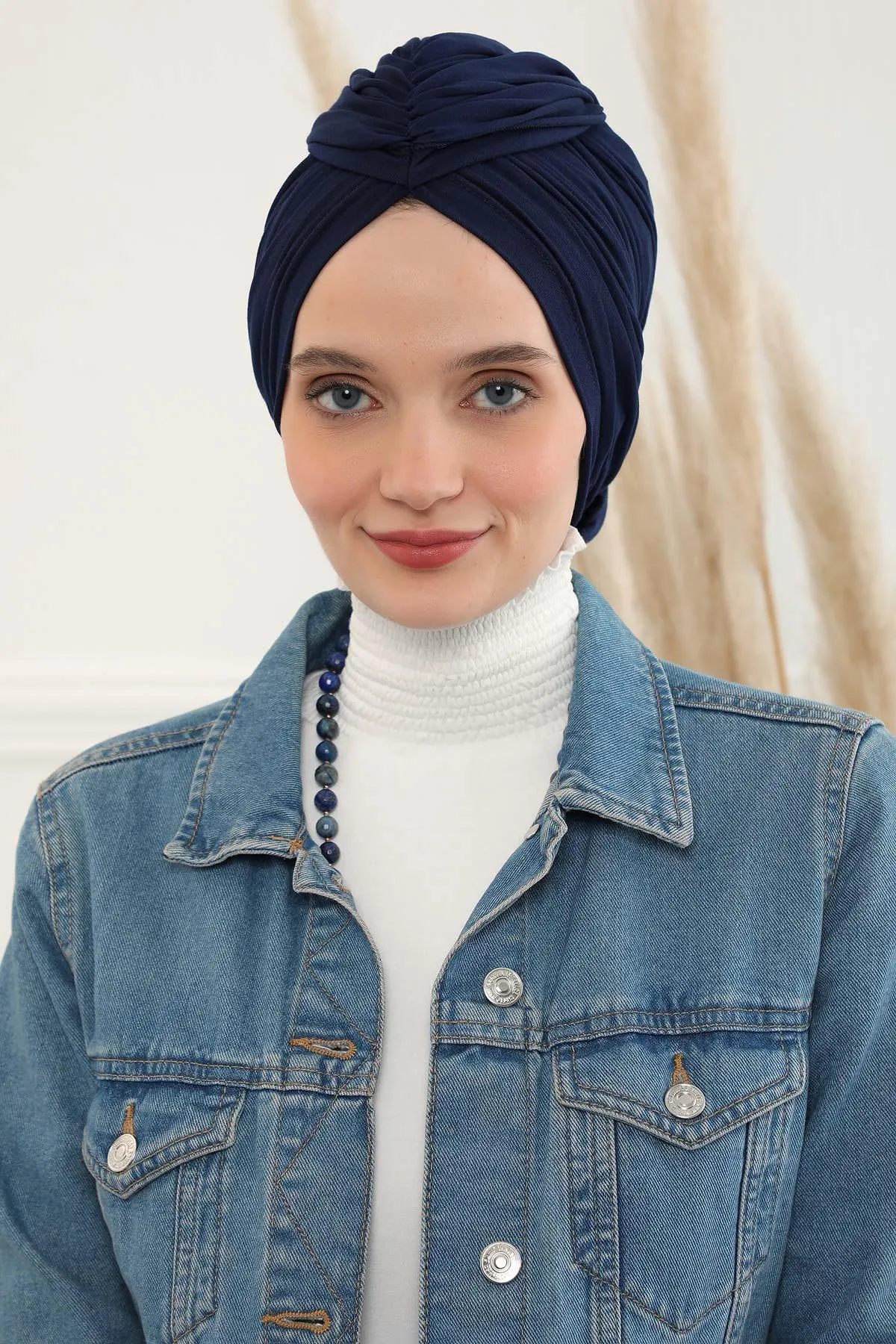 Smocked Shirred Instant Turban for Women, Cotton Lightweight Head Wrap with a Beautiful Design, Stylish Chemo Headwear Turban for Women,B-1