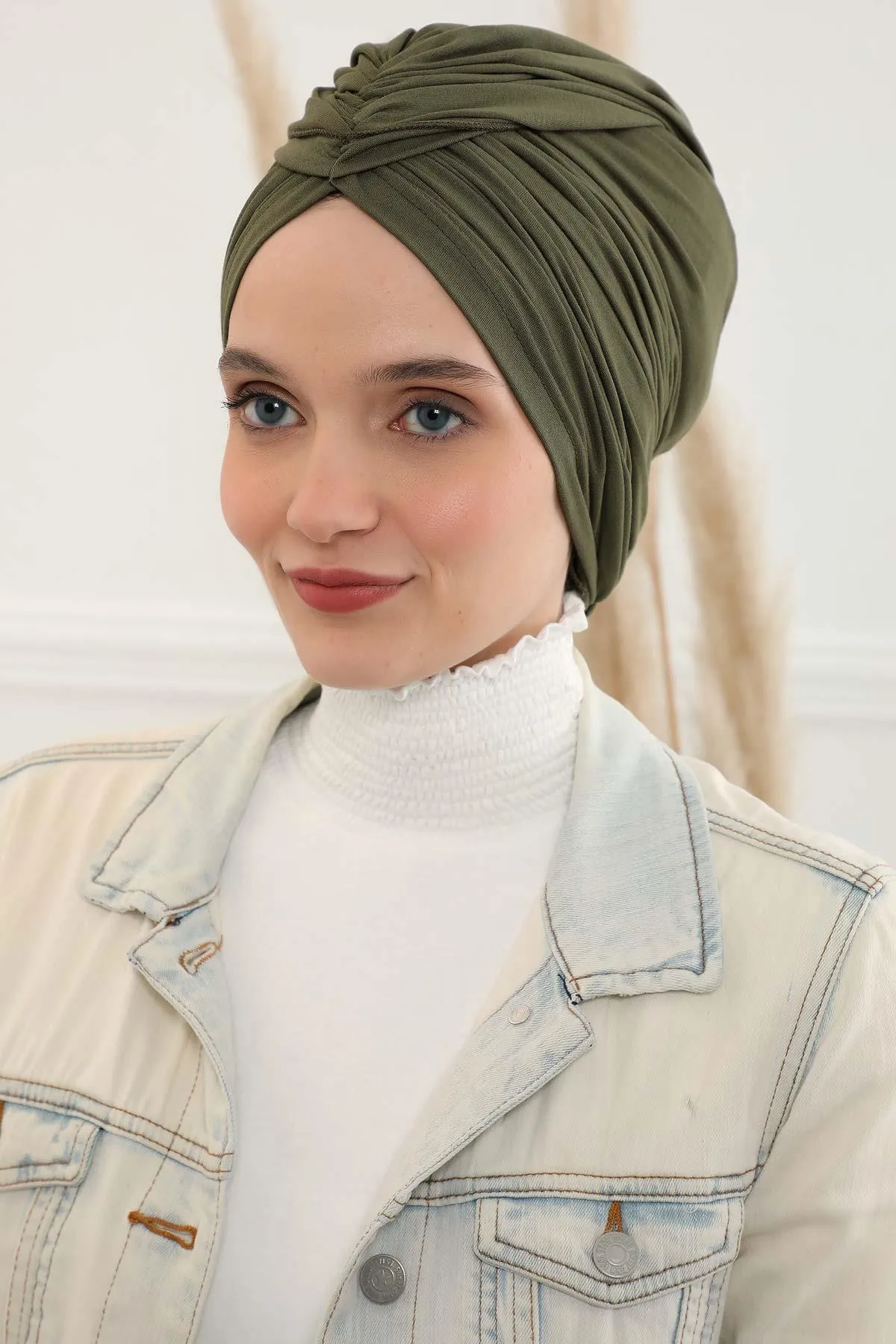 Smocked Shirred Instant Turban for Women, Cotton Lightweight Head Wrap with a Beautiful Design, Stylish Chemo Headwear Turban for Women,B-1