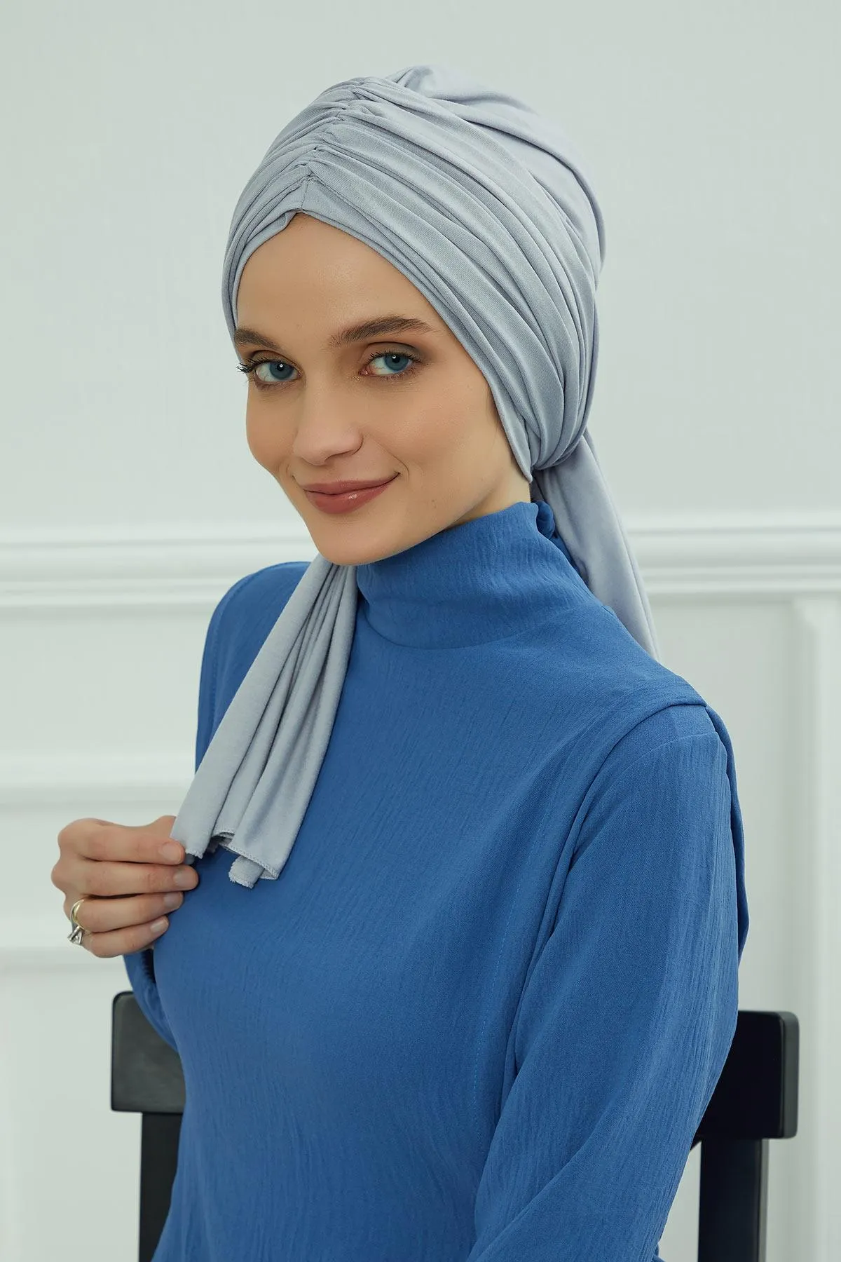 Smocked Shirred Instant Turban for Women, Cotton Lightweight Head Wrap with a Beautiful Design, Stylish Chemo Headwear Turban for Women,B-1