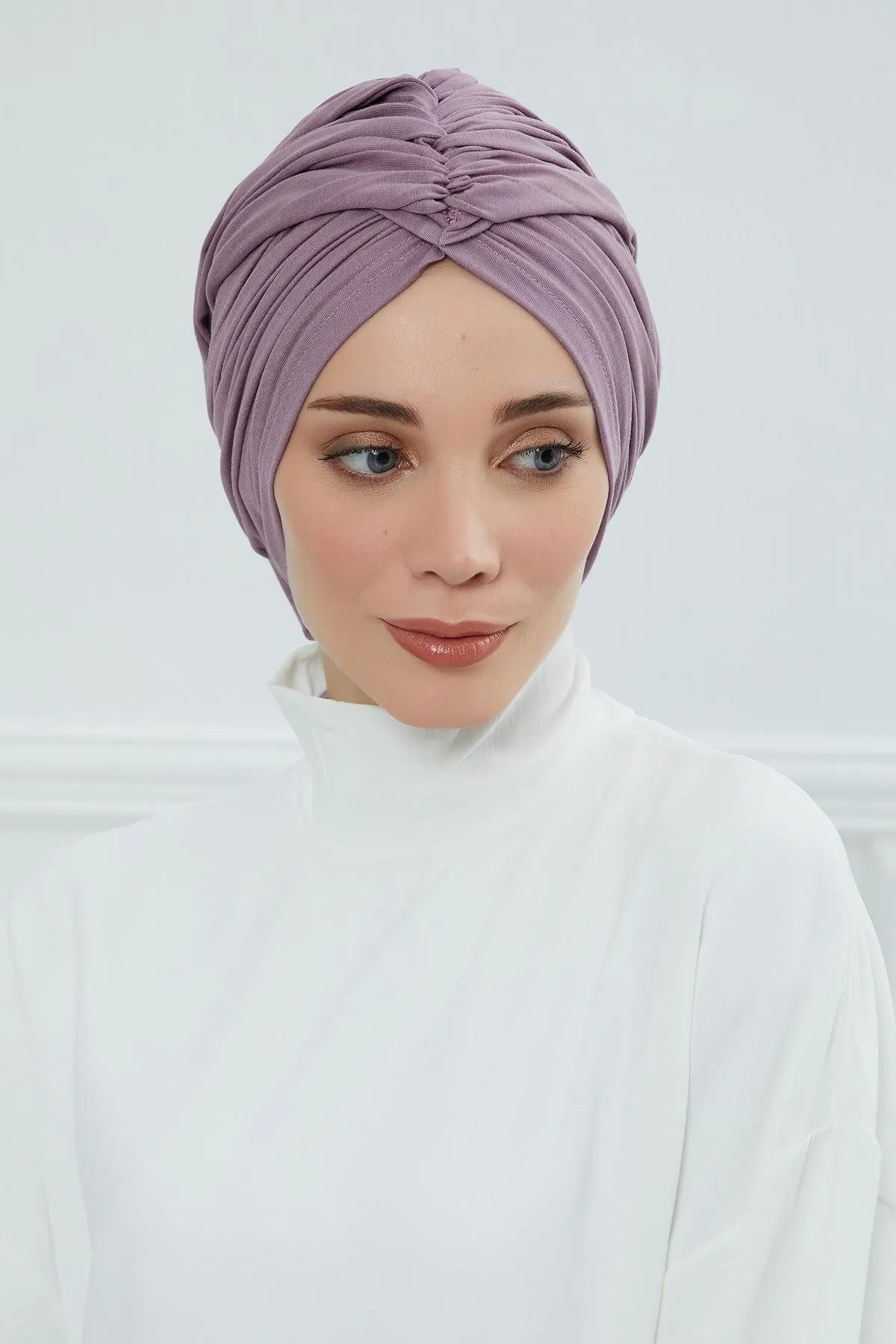 Smocked Shirred Instant Turban for Women, Cotton Lightweight Head Wrap with a Beautiful Design, Stylish Chemo Headwear Turban for Women,B-1