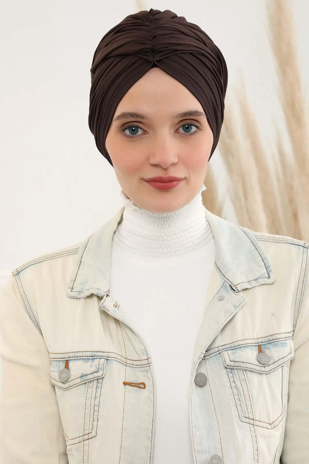 Smocked Shirred Instant Turban for Women, Cotton Lightweight Head Wrap with a Beautiful Design, Stylish Chemo Headwear Turban for Women,B-1