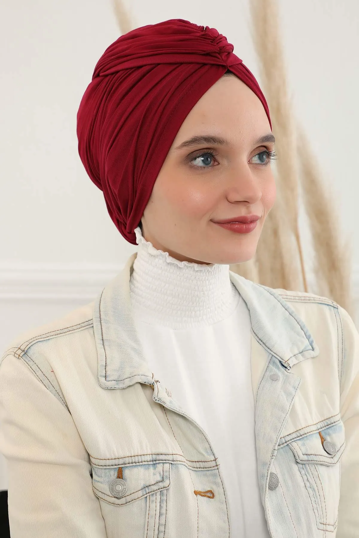 Smocked Shirred Instant Turban for Women, Cotton Lightweight Head Wrap with a Beautiful Design, Stylish Chemo Headwear Turban for Women,B-1