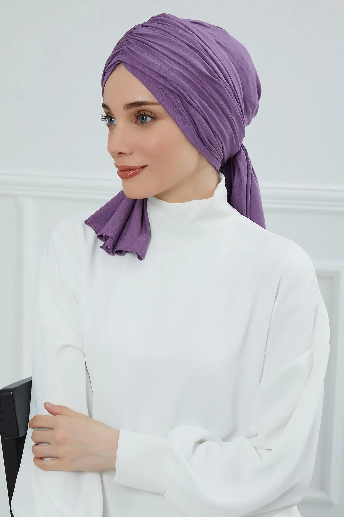 Smocked Shirred Instant Turban for Women, Cotton Lightweight Head Wrap with a Beautiful Design, Stylish Chemo Headwear Turban for Women,B-1