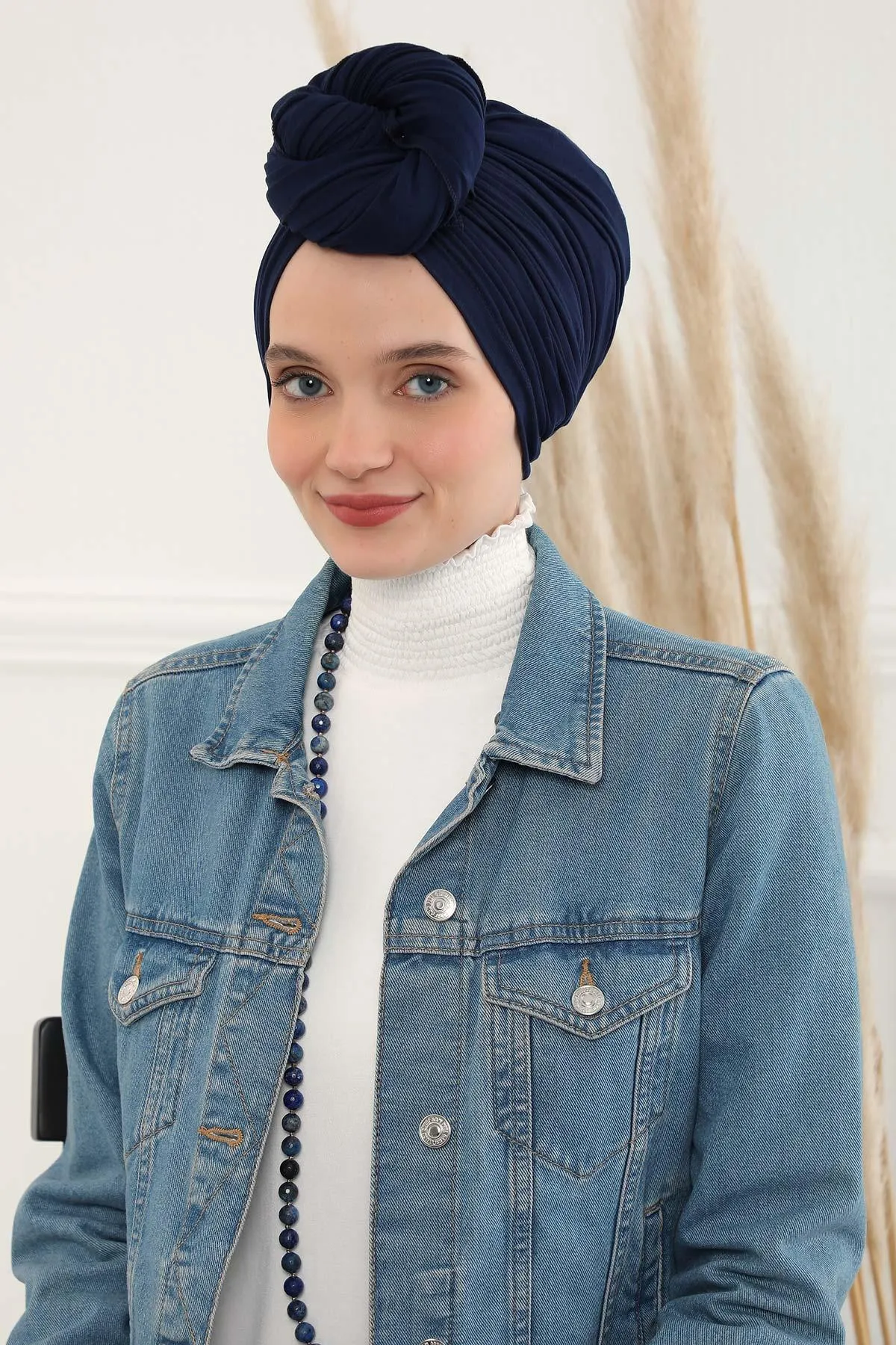 Smocked Shirred Instant Turban for Women, Cotton Lightweight Head Wrap with a Beautiful Design, Stylish Chemo Headwear Turban for Women,B-1