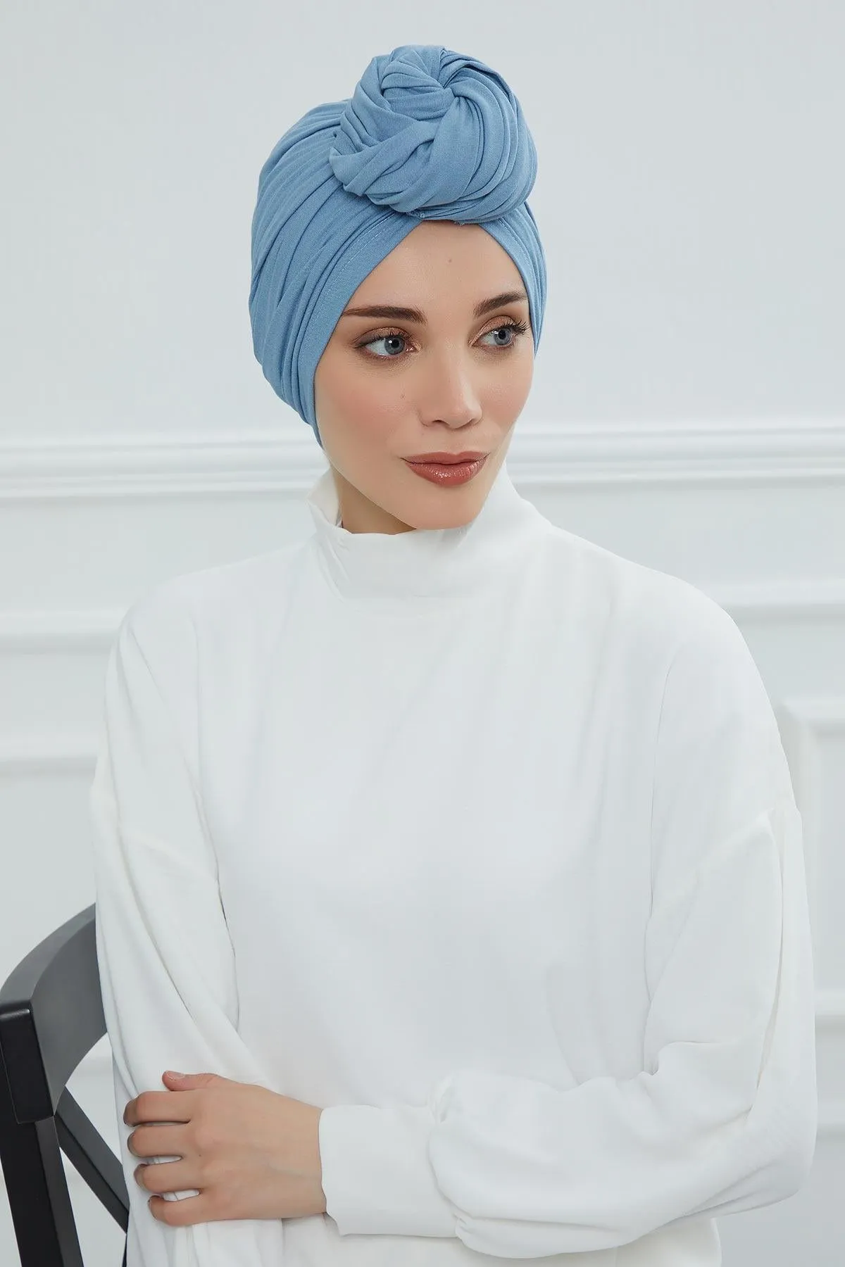 Smocked Shirred Instant Turban for Women, Cotton Lightweight Head Wrap with a Beautiful Design, Stylish Chemo Headwear Turban for Women,B-1