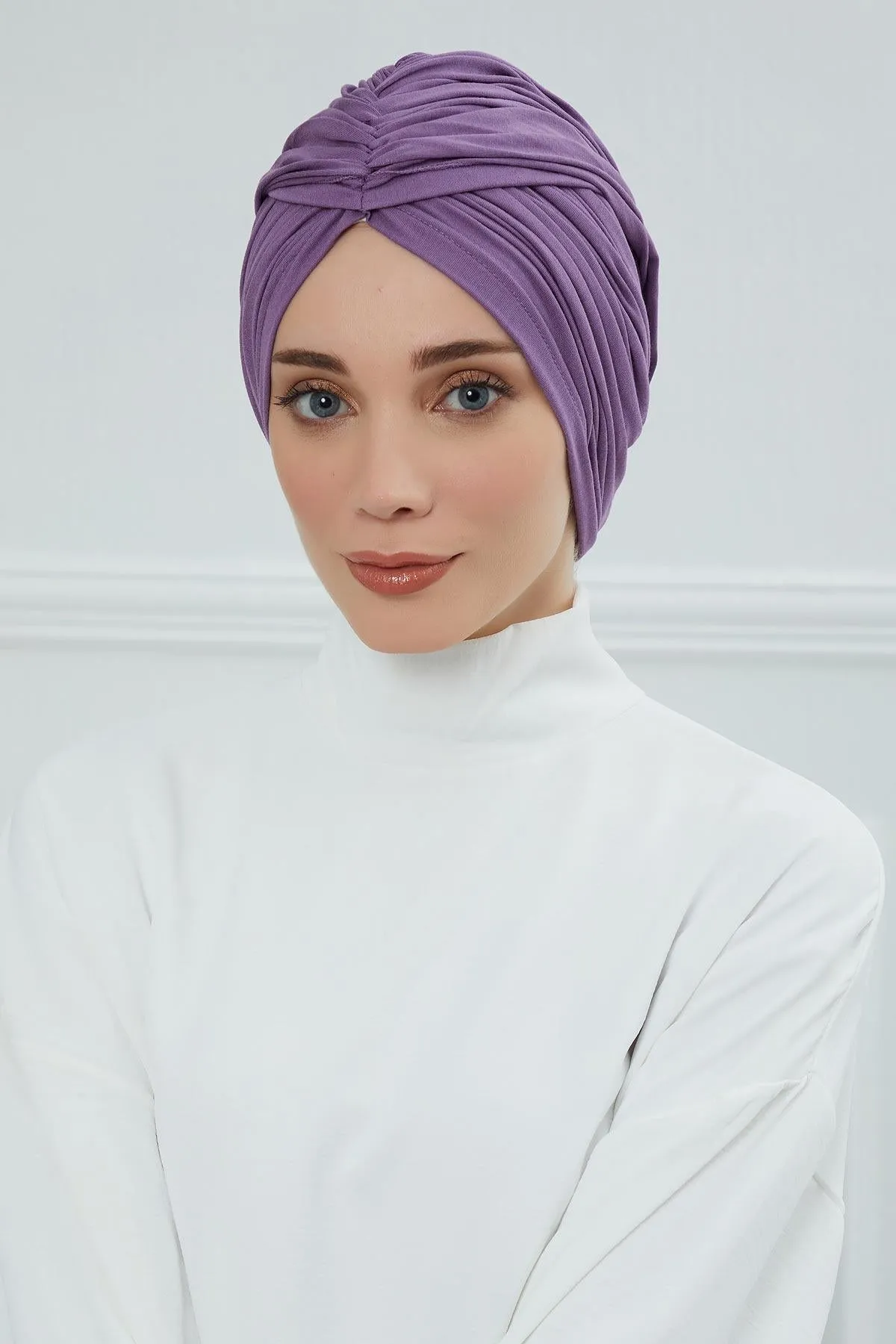 Smocked Shirred Instant Turban for Women, Cotton Lightweight Head Wrap with a Beautiful Design, Stylish Chemo Headwear Turban for Women,B-1