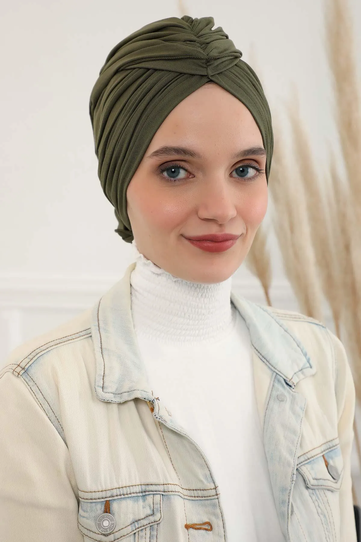 Smocked Shirred Instant Turban for Women, Cotton Lightweight Head Wrap with a Beautiful Design, Stylish Chemo Headwear Turban for Women,B-1