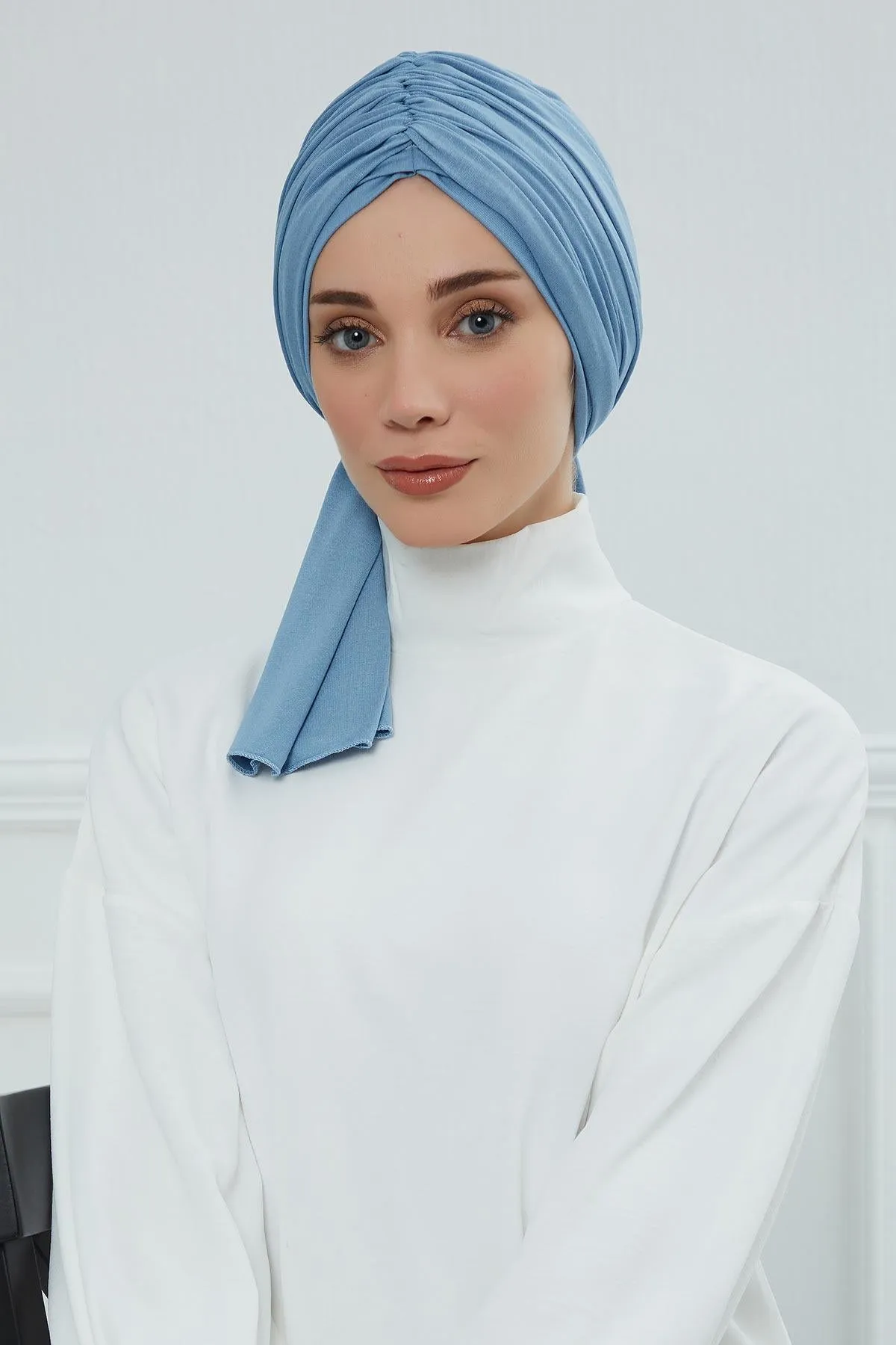 Smocked Shirred Instant Turban for Women, Cotton Lightweight Head Wrap with a Beautiful Design, Stylish Chemo Headwear Turban for Women,B-1