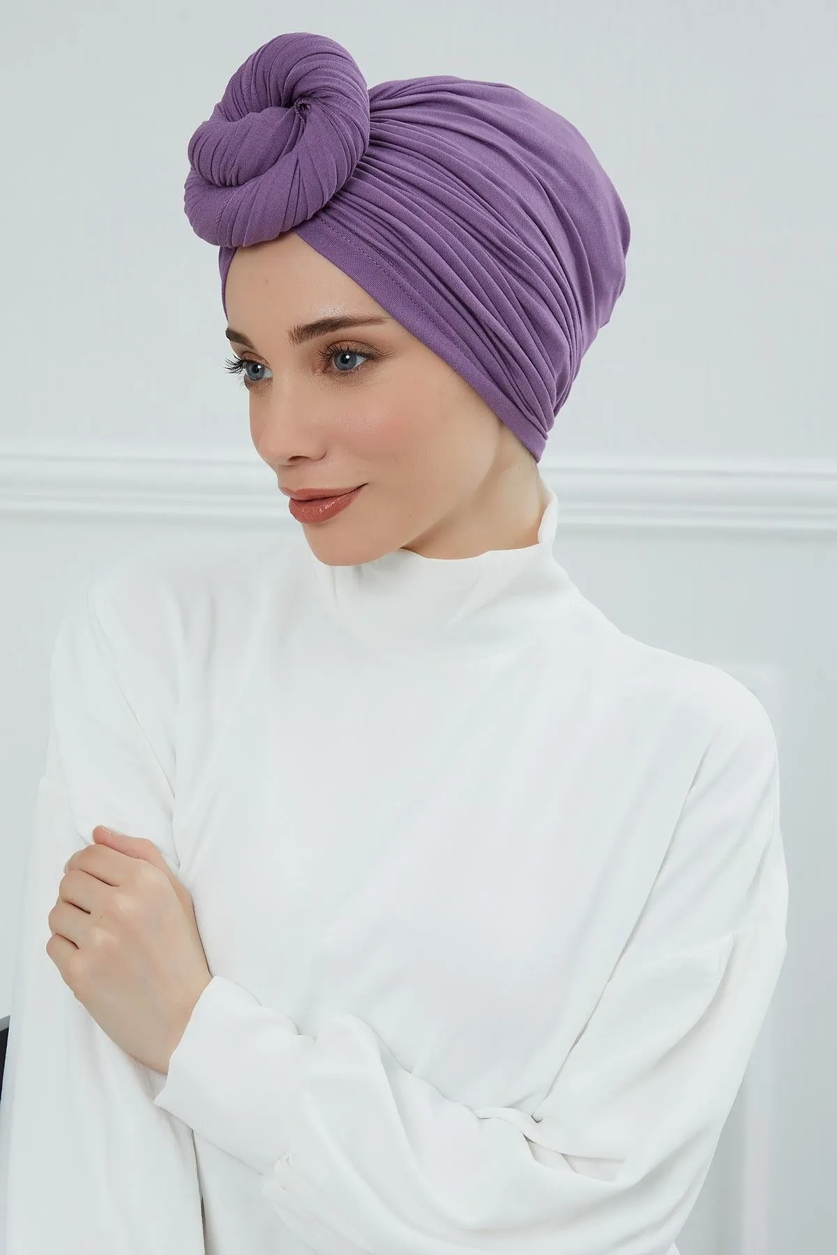 Smocked Shirred Instant Turban for Women, Cotton Lightweight Head Wrap with a Beautiful Design, Stylish Chemo Headwear Turban for Women,B-1