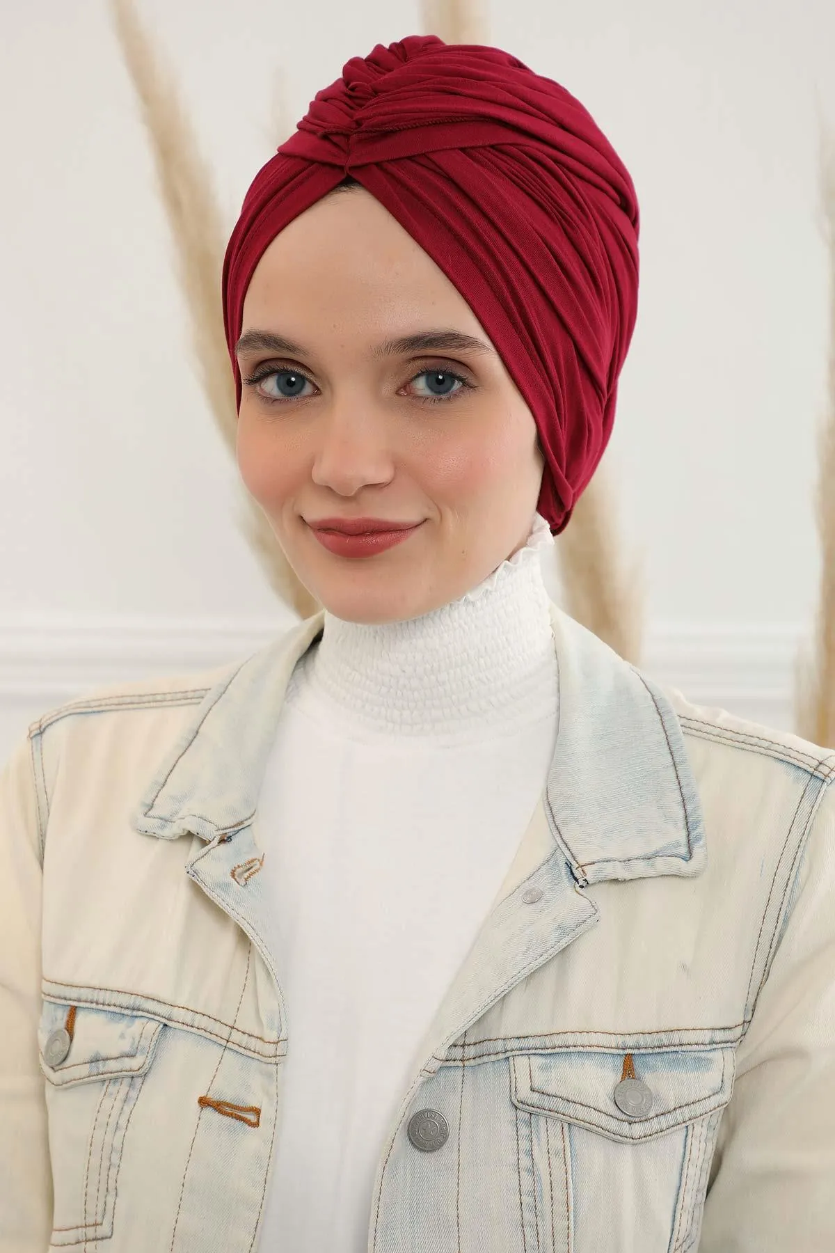 Smocked Shirred Instant Turban for Women, Cotton Lightweight Head Wrap with a Beautiful Design, Stylish Chemo Headwear Turban for Women,B-1