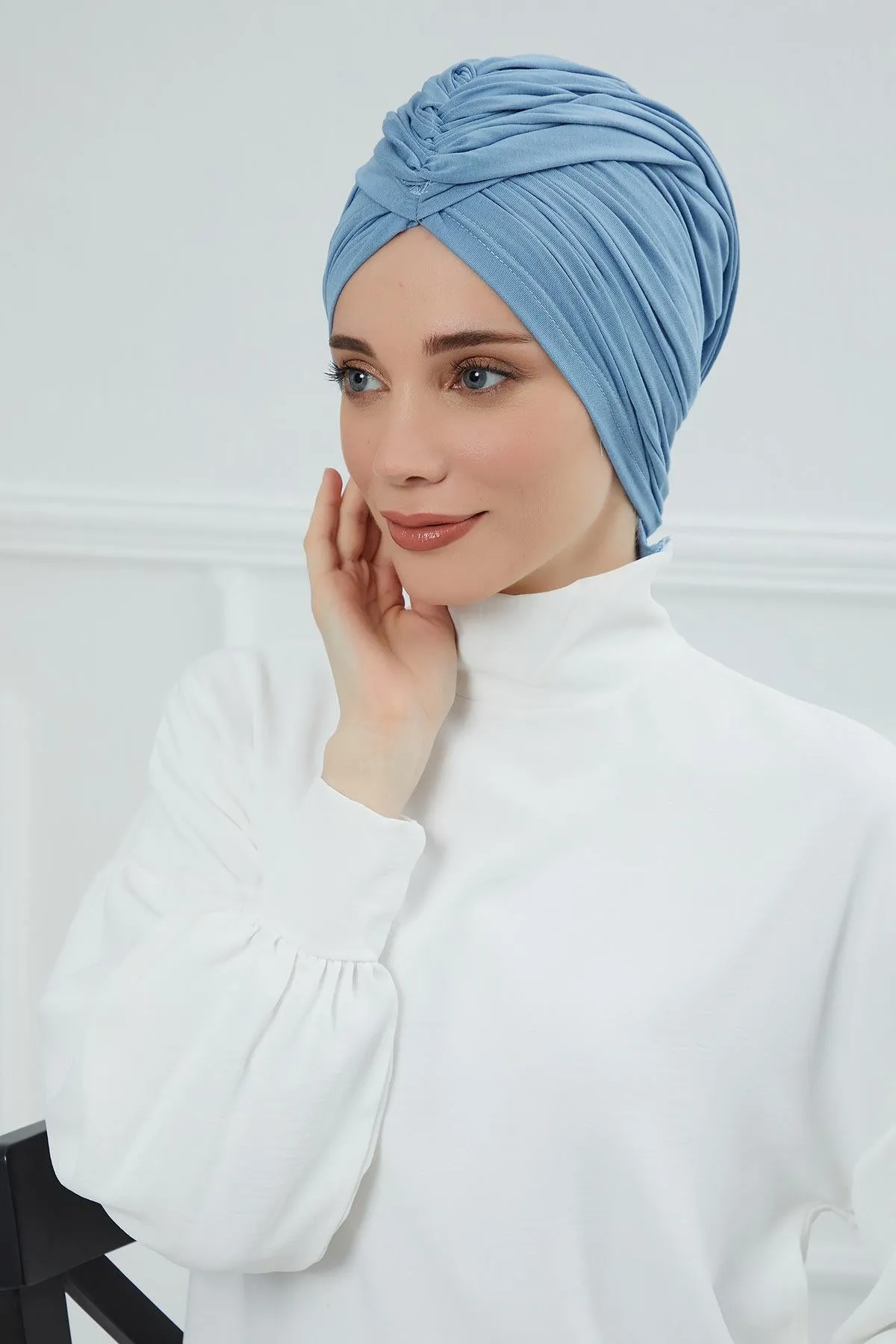 Smocked Shirred Instant Turban for Women, Cotton Lightweight Head Wrap with a Beautiful Design, Stylish Chemo Headwear Turban for Women,B-1