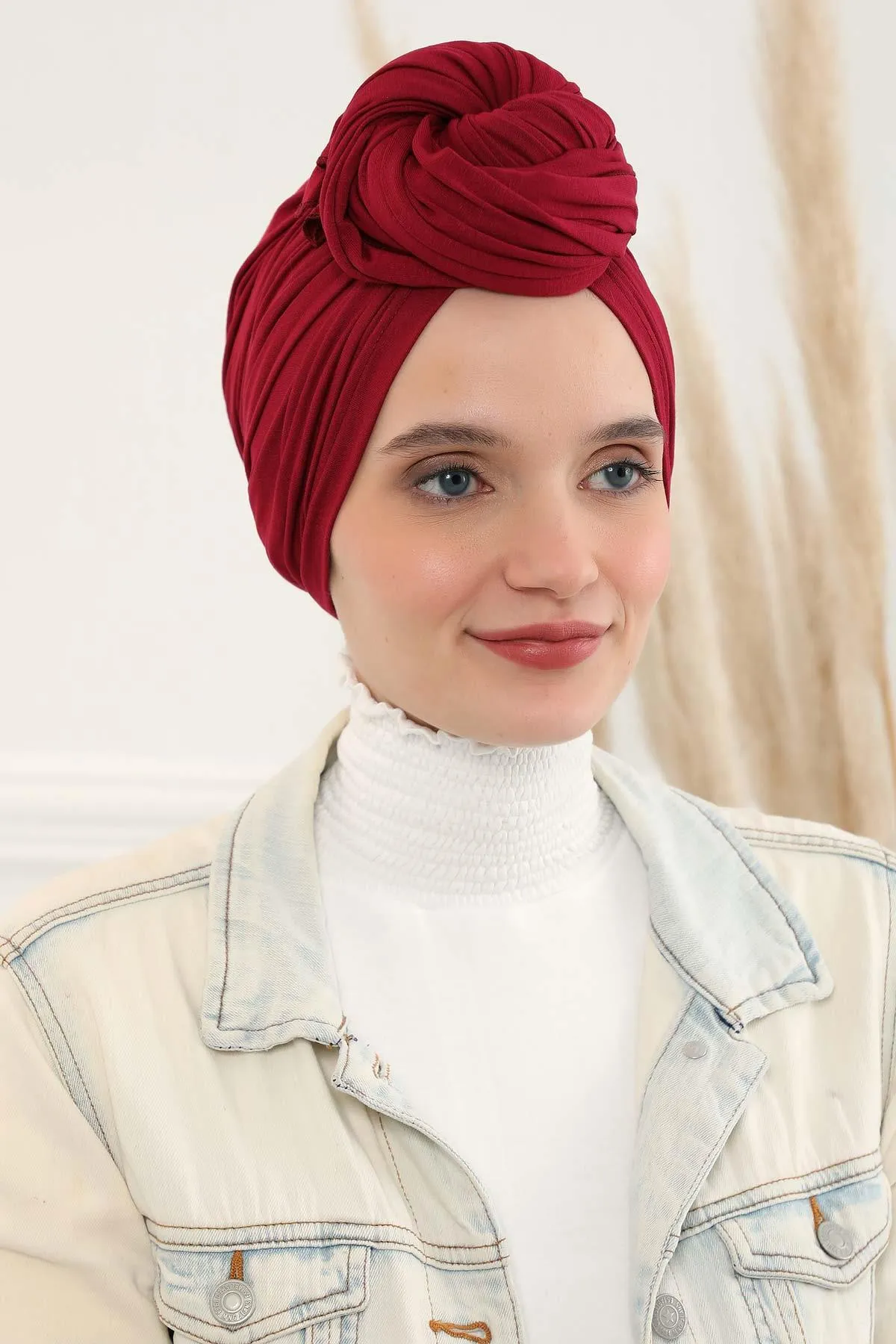 Smocked Shirred Instant Turban for Women, Cotton Lightweight Head Wrap with a Beautiful Design, Stylish Chemo Headwear Turban for Women,B-1