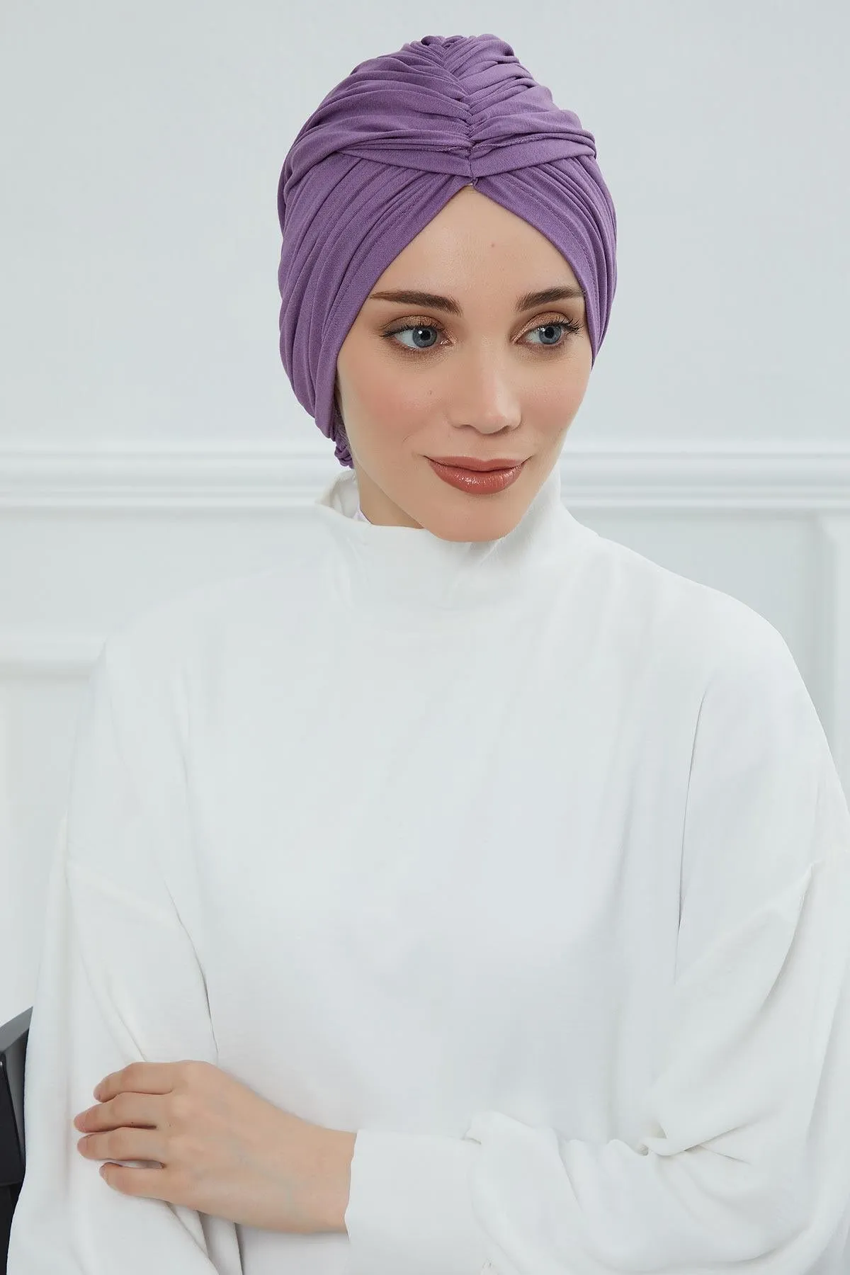 Smocked Shirred Instant Turban for Women, Cotton Lightweight Head Wrap with a Beautiful Design, Stylish Chemo Headwear Turban for Women,B-1