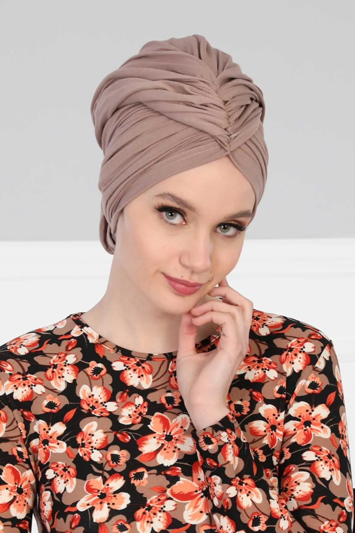 Smocked Shirred Instant Turban for Women, Cotton Lightweight Head Wrap with a Beautiful Design, Stylish Chemo Headwear Turban for Women,B-1