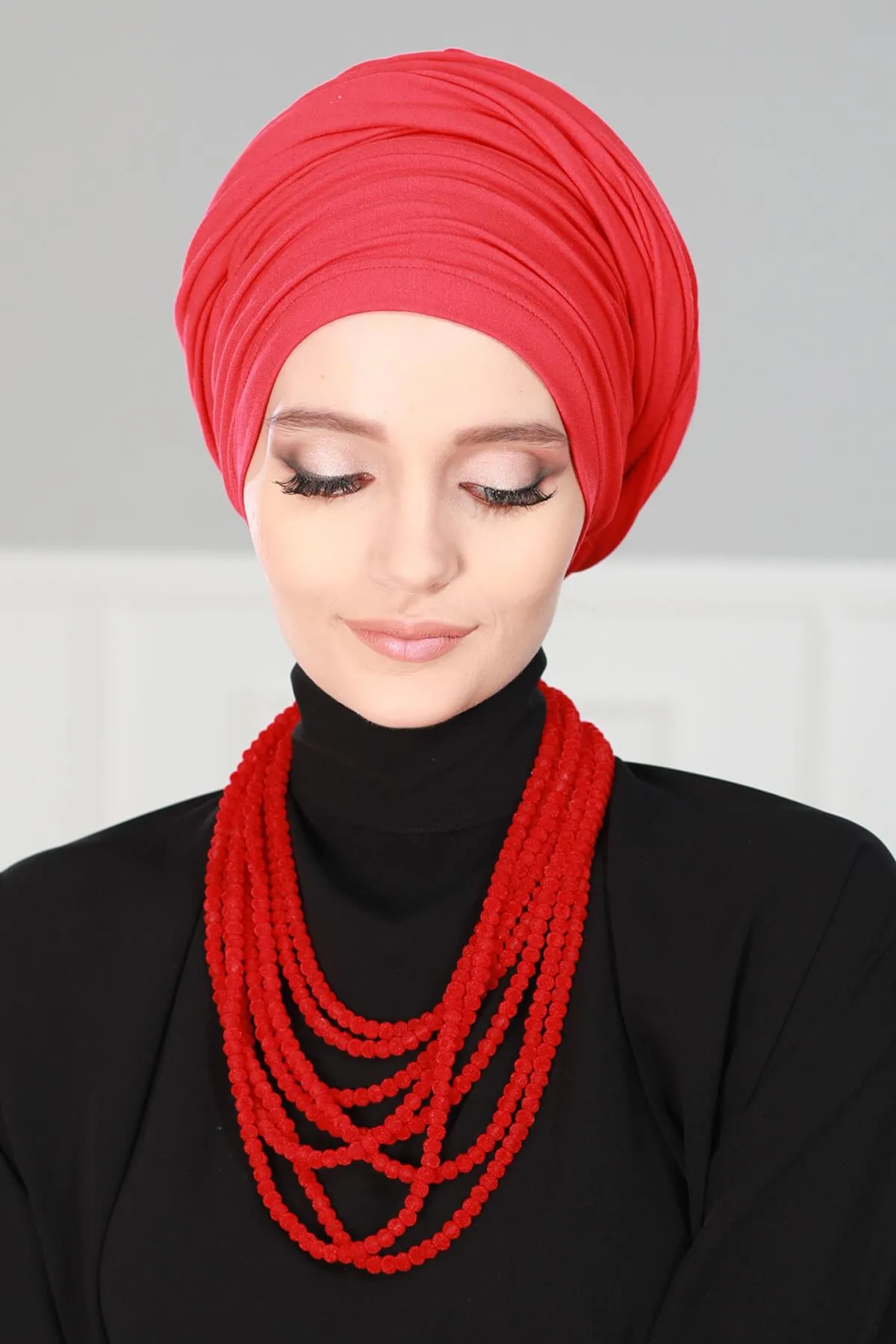 Smocked Shirred Instant Turban for Women, Cotton Lightweight Head Wrap with a Beautiful Design, Stylish Chemo Headwear Turban for Women,B-1