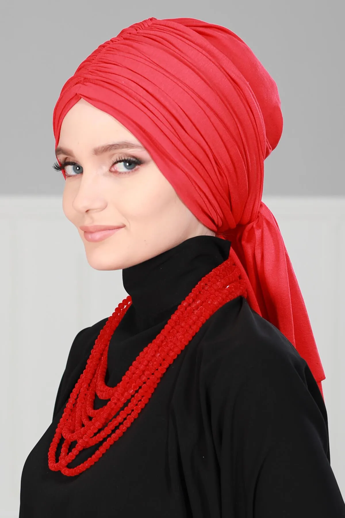 Smocked Shirred Instant Turban for Women, Cotton Lightweight Head Wrap with a Beautiful Design, Stylish Chemo Headwear Turban for Women,B-1