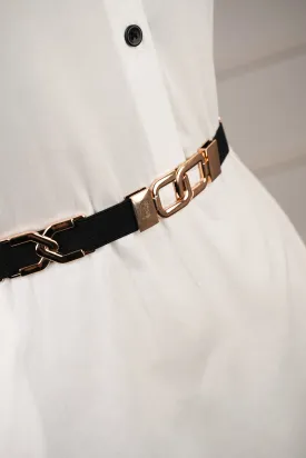 Solid Golden Buckle Elasticated Belt