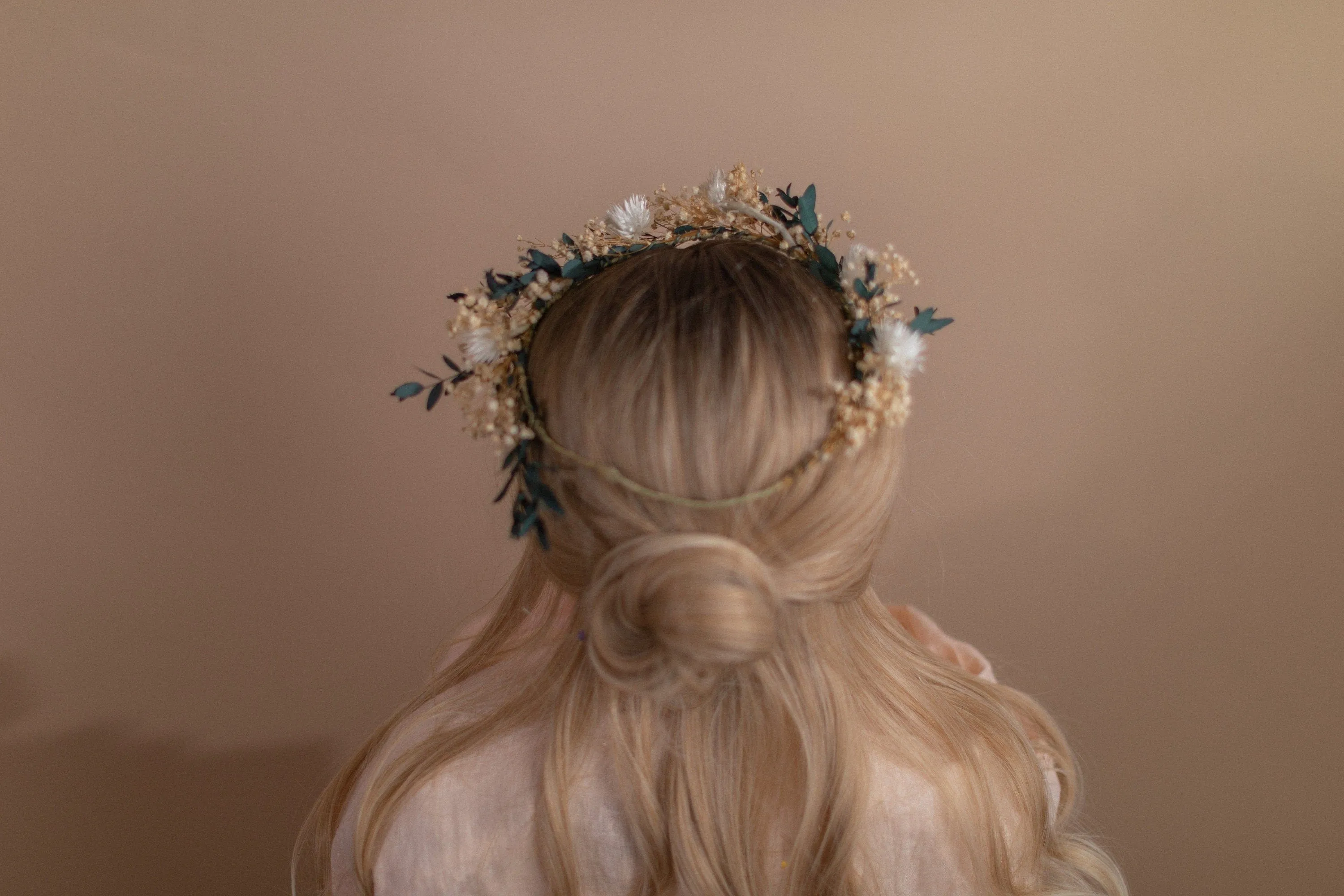 Straw Flowers & Dried Eucalyptus Baby's Breath Crown / Gypsophila Crown / Real Dried Flowers Crown / Dried Wedding Crown