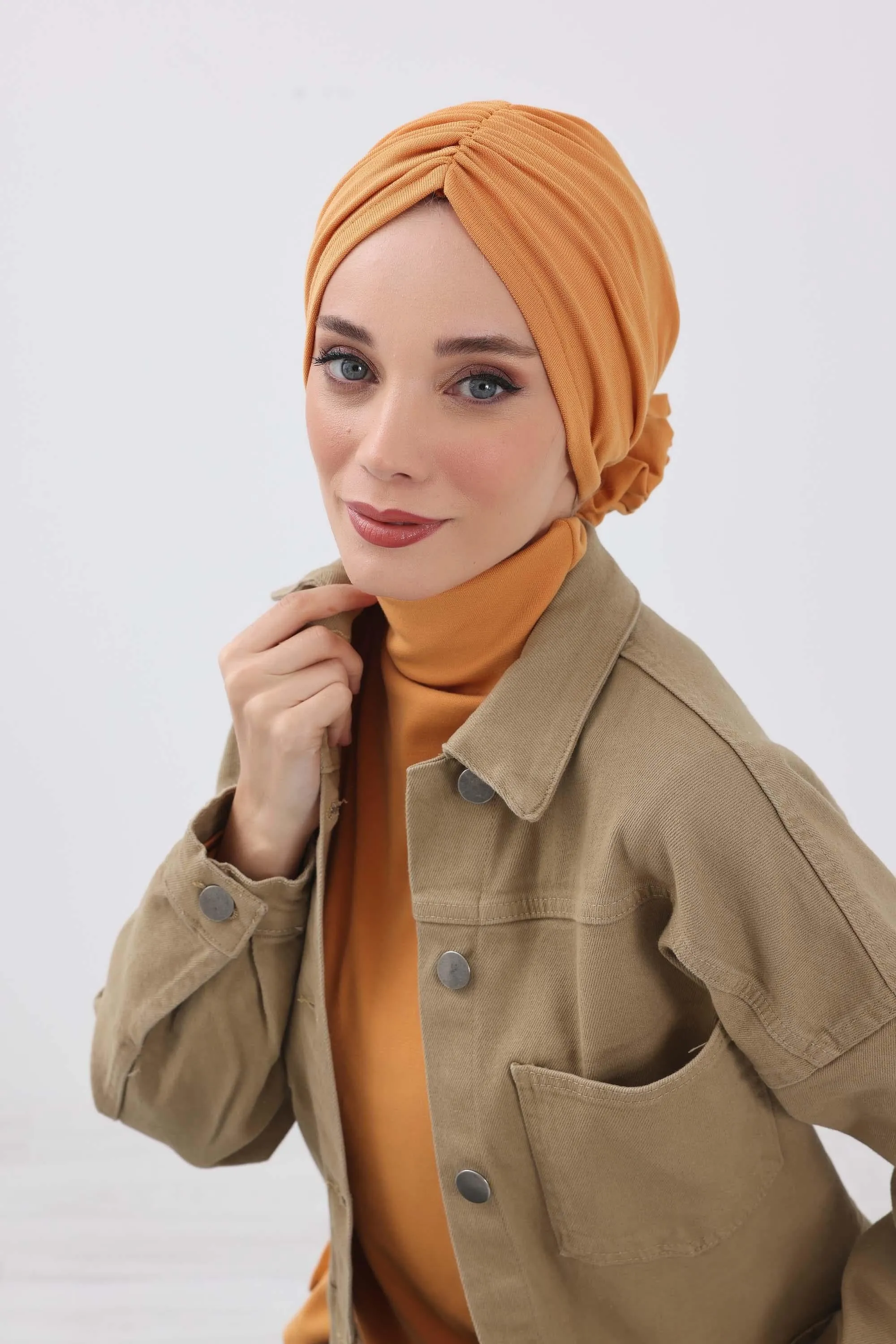 Stylish Rose Design Winter Bonnet for Women, Stretchable Ribbed Instant Turban for Cold Weather, Rose Accent Chemo Headwear,B-21RB