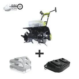 Sun Joe 24V-X2-TLR14 48-Volt* IONMAX Cordless Garden Tiller/Cultivator Kit | W/ 2 x 2.0-Ah Batteries   Dual Port Charger