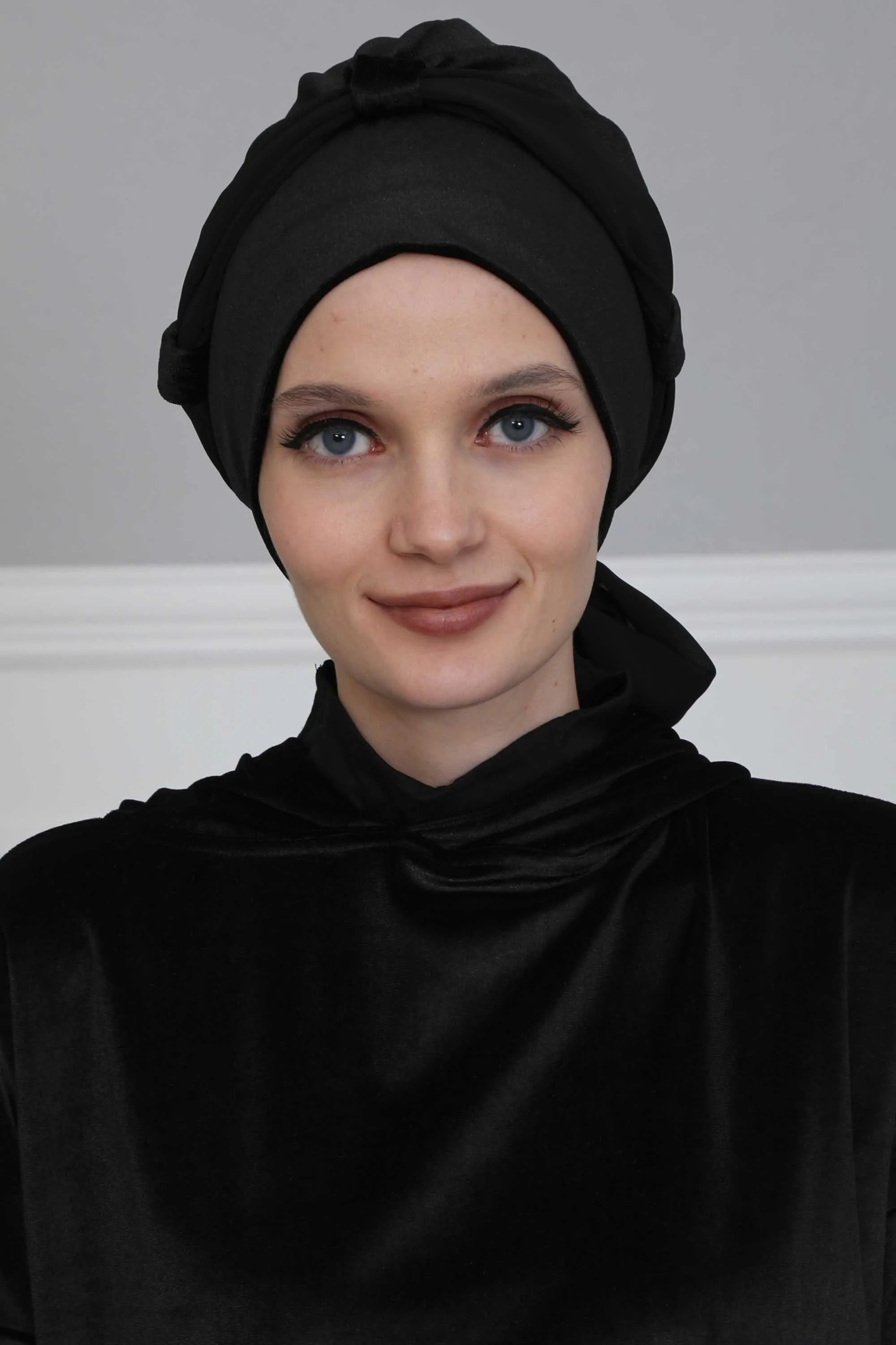 Velvet Instant Turban with a Chiffon Belt, High Quality Scarf Head Wrap Headwear Cap with Chiffon Headband For Women, Trendy Head Wrap,B-24K