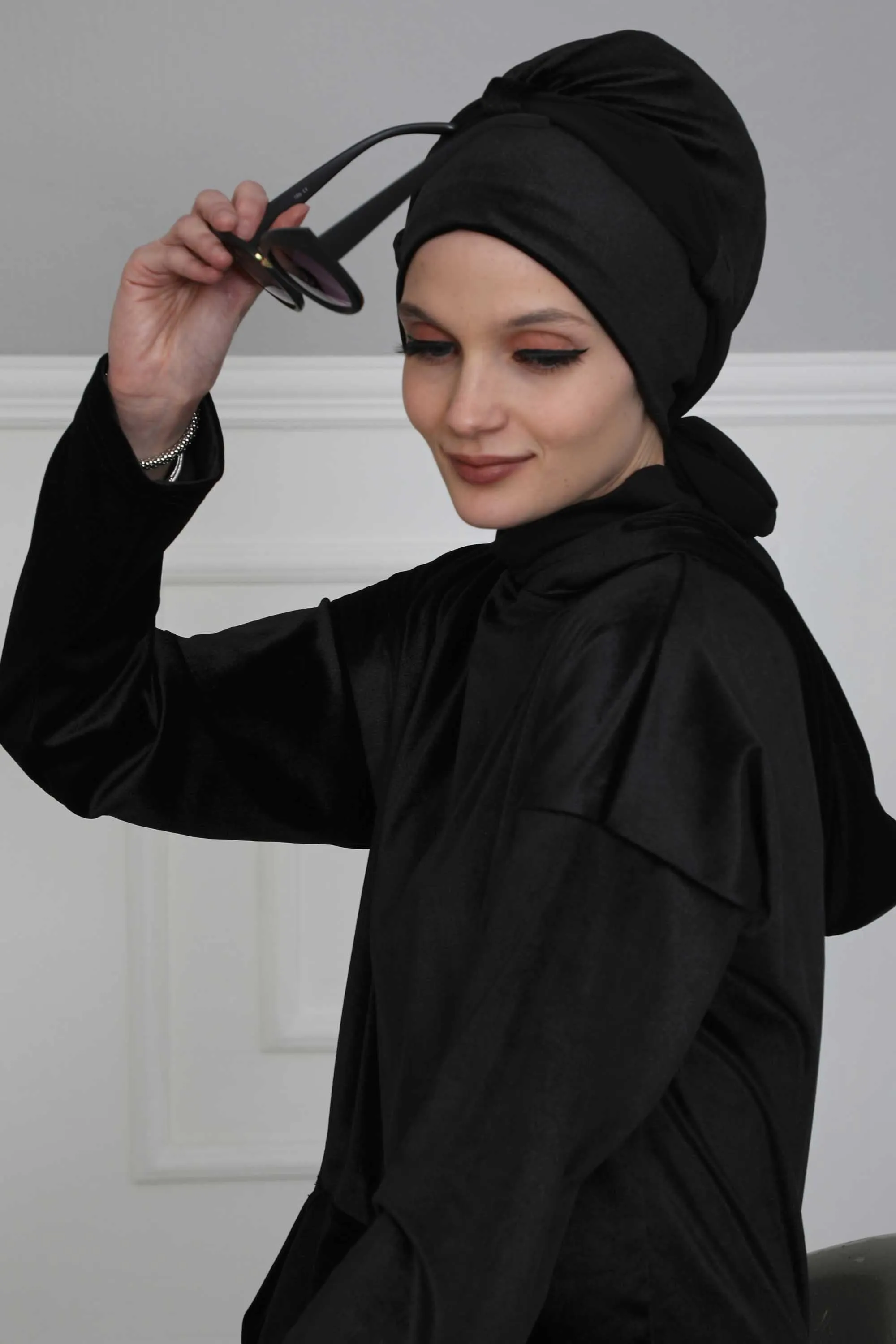 Velvet Instant Turban with a Chiffon Belt, High Quality Scarf Head Wrap Headwear Cap with Chiffon Headband For Women, Trendy Head Wrap,B-24K