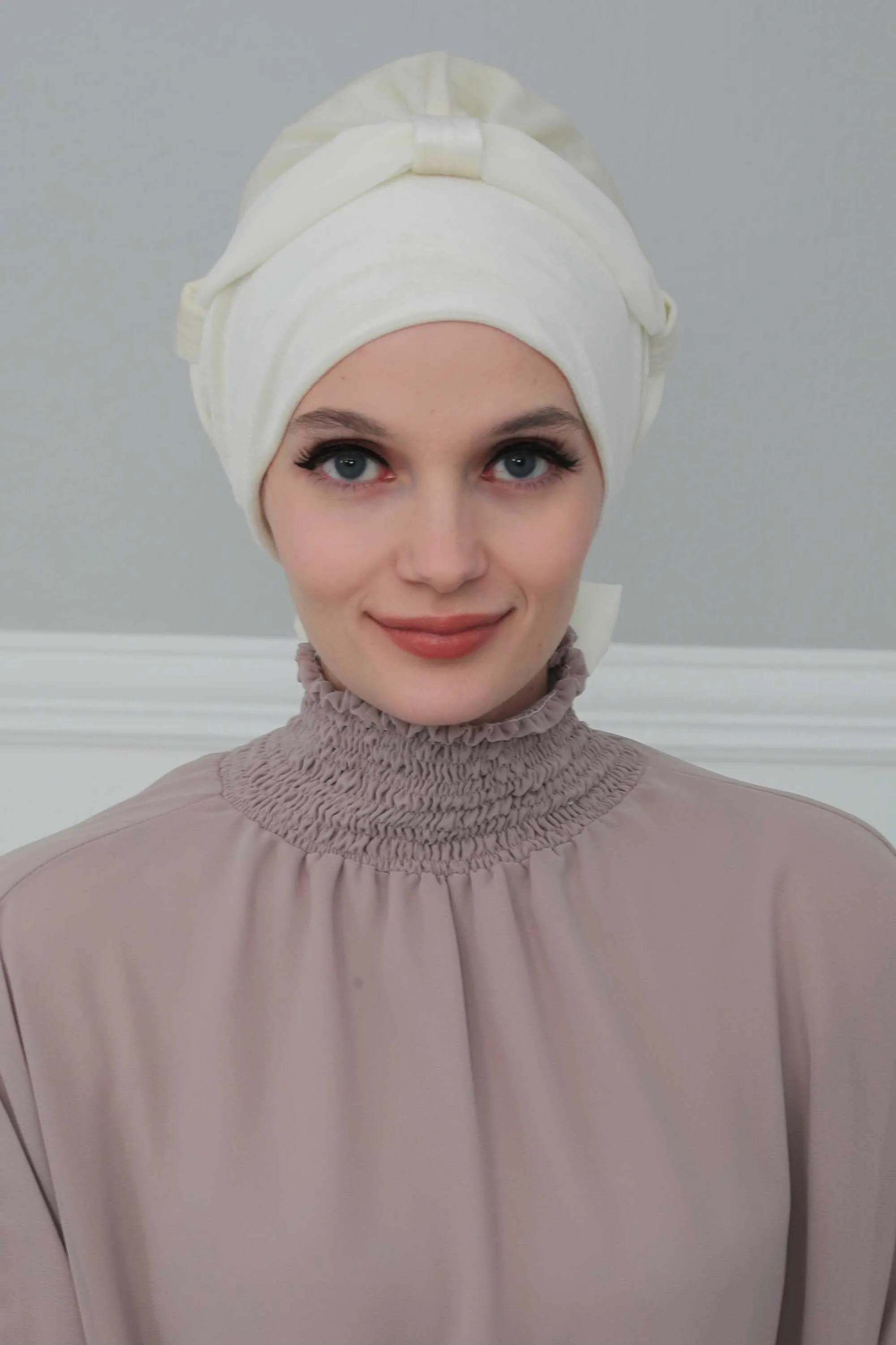 Velvet Instant Turban with a Chiffon Belt, High Quality Scarf Head Wrap Headwear Cap with Chiffon Headband For Women, Trendy Head Wrap,B-24K