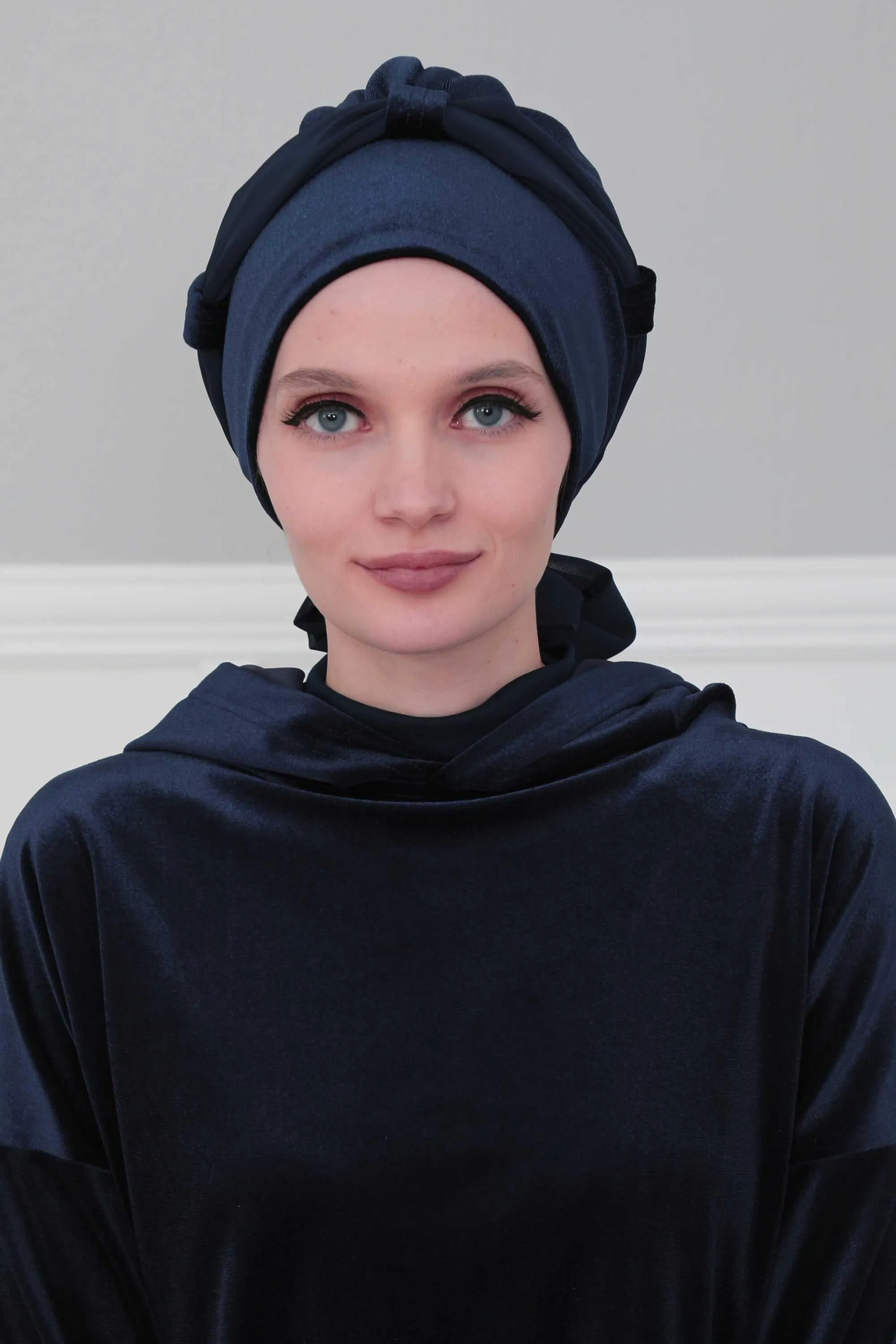 Velvet Instant Turban with a Chiffon Belt, High Quality Scarf Head Wrap Headwear Cap with Chiffon Headband For Women, Trendy Head Wrap,B-24K