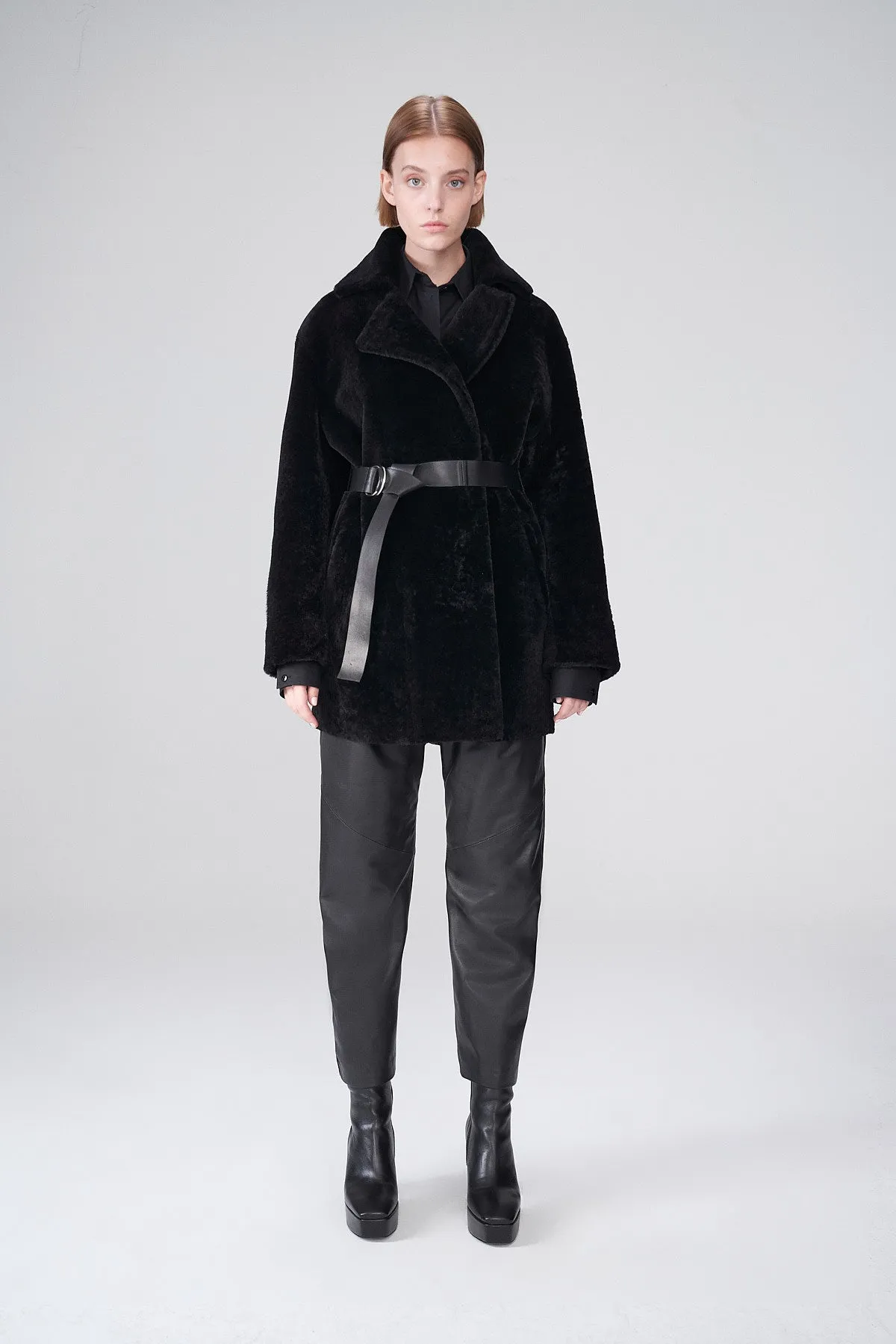 Veronique - Black Shearling Coat