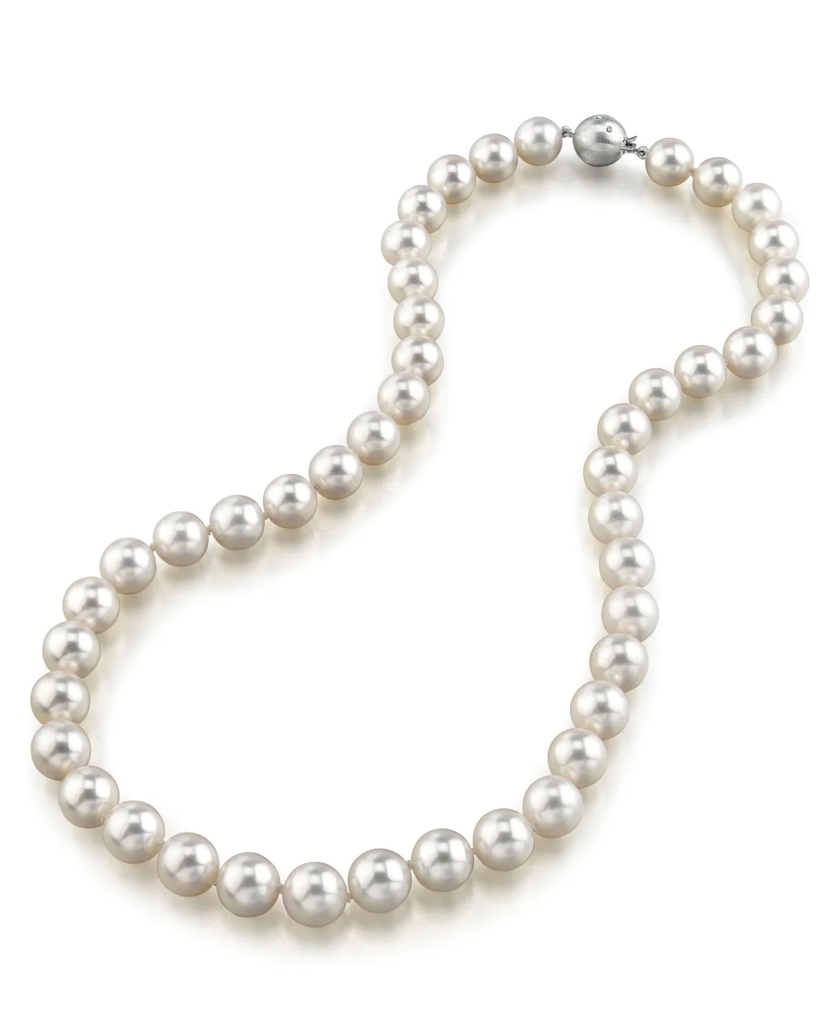 White Japanese Akoya Pearl Necklace, 9.5-10.0mm - AA  Quality