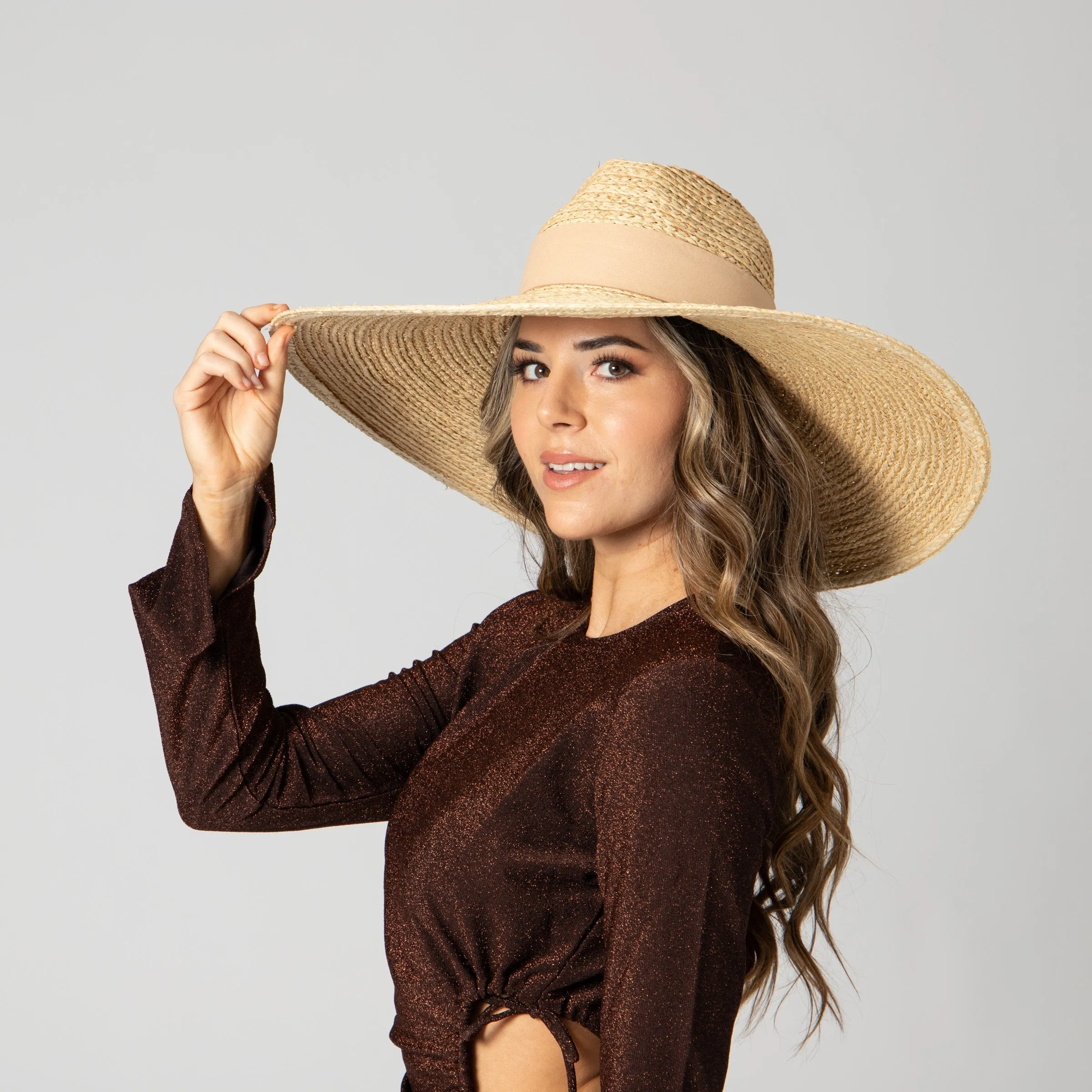 Women's Raffa Braid Wide Brim Fedora With Suede Band