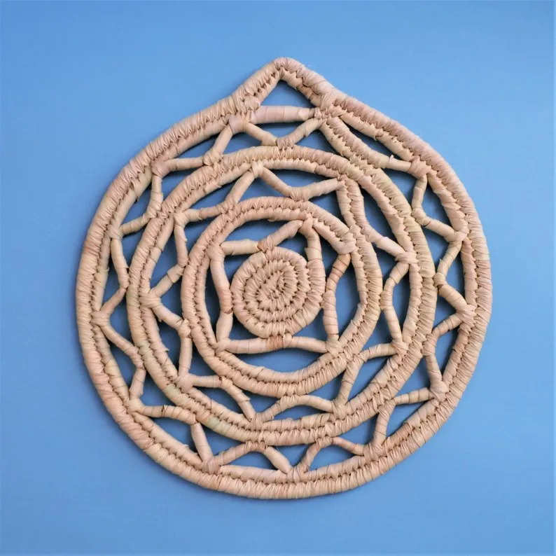 Woven Egyptian Placemat trivet from natural palm straw